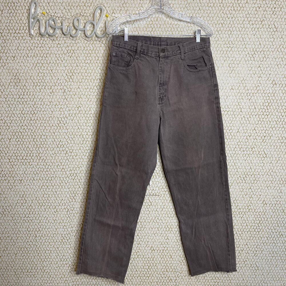 VINTAGE Gray PACE Jeans Wear Relaxed Straight Leg Mens Cut Off Jeans Size 32
